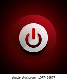 Glass transparent effect power start button, on off icon, vector UI or app symbol design. Vector illustration
