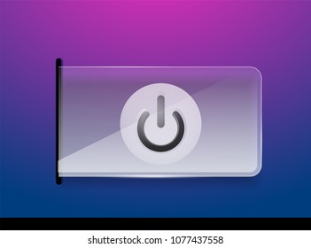 Glass transparent effect power start button, on off icon, vector UI or app symbol design. Vector illustration