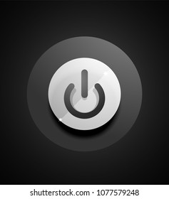 Glass transparent effect power start button, on off icon, vector UI or app symbol design. Vector illustration
