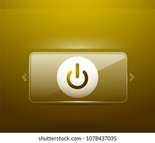 Glass transparent effect power start button, on off icon, vector UI or app symbol design. Vector illustration
