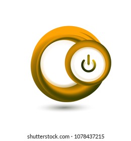 Botón de inicio de potencia de efecto transparente de vidrio con efecto de diseño de swirl, en icono desactivado, interfaz de usuario vectorial o diseño de símbolo de aplicación. Ilustración del vector