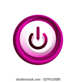 Glass transparent effect power start button with swirl design effect, on off icon, vector UI or app symbol design. Vector illustration