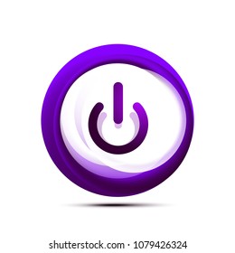 Glass transparent effect power start button with swirl design effect, on off icon, vector UI or app symbol design. Vector illustration