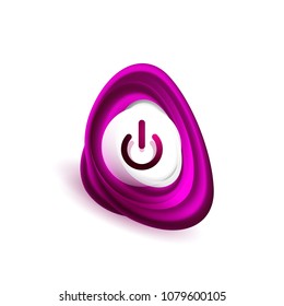 Botón de inicio de potencia de efecto transparente de vidrio con efecto de diseño de swirl, en icono desactivado, interfaz de usuario vectorial o diseño de símbolo de aplicación. Ilustración del vector