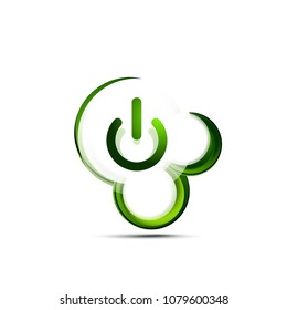 Glass transparent effect power start button with swirl design effect, on off icon, vector UI or app symbol design. Vector illustration