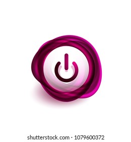 Glass transparent effect power start button with swirl design effect, on off icon, vector UI or app symbol design. Vector illustration