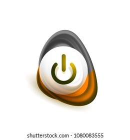 Glass transparent effect power start button with swirl design effect, on off icon, vector UI or app symbol design. Vector illustration