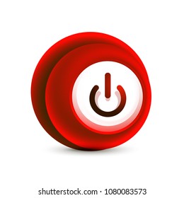 Botón de inicio de potencia de efecto transparente de vidrio con efecto de diseño de swirl, en icono desactivado, interfaz de usuario vectorial o diseño de símbolo de aplicación. Ilustración del vector