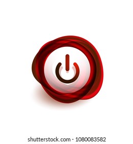 Glass transparent effect power start button with swirl design effect, on off icon, vector UI or app symbol design. Vector illustration