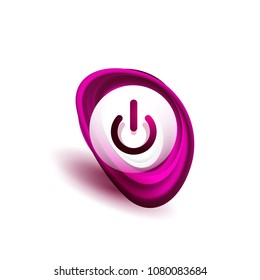 Glass transparent effect power start button with swirl design effect, on off icon, vector UI or app symbol design. Vector illustration