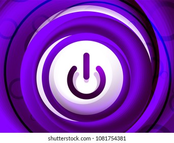 Glass transparent effect power start button with swirl design effect, on off icon, vector UI or app symbol design. Vector illustration