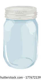 Glass Transparent Empty Mason Jar Illustration Vector Element Isolated On A White Background