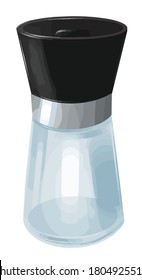 Glass transparent empty packaging pepper mill grinder illustration vector element isolated on a white background