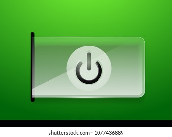 Glass transparent green effect power start button, on off icon, vector UI or app symbol design. Vector illustration - Powered by Shutterstock - Get 15% off with code: PIKWIZARD15