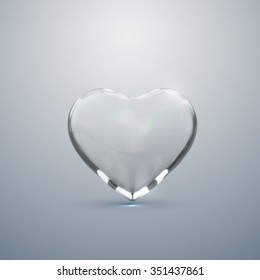 Glass transparent heart. Vector holiday illustration. Valentines Day symbol