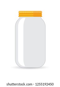Glass transparent jar. Vector isolated illustration.