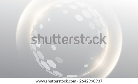 Glass transparent protection sphere shield. Sphere shield with hexagon pattern on blue background. Modern tech futuristic of bubble dome shield sphere with hexagon halftone pattern.