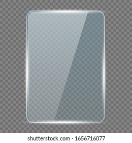 Glass transparent rectangle plate isolated. Vector 3d illustration
