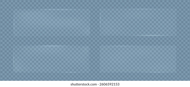 Glass transparent rectangles with glare polycarbonate texture, Blurred geometric frames of glass texture, Vector illustration.