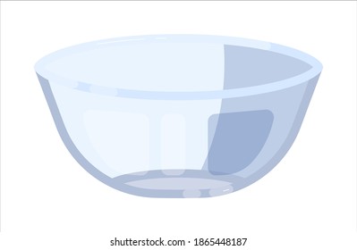 Glass transparent salad bowl isolated on white background