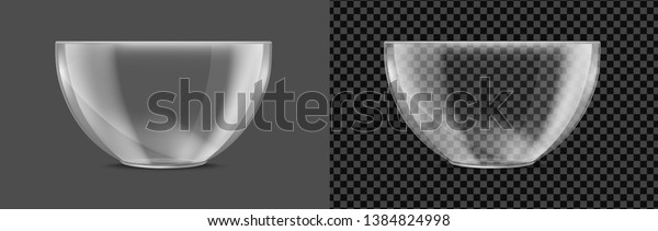 Glass\
transparent salad bowl. Vector realistic\
image.