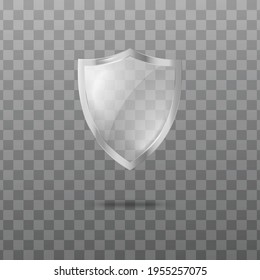 Glass transparent security guard shield with silver frame a vector illustration.