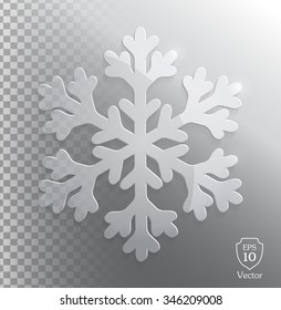 Glass transparent snowflake. Christmas vector illustration eps10.