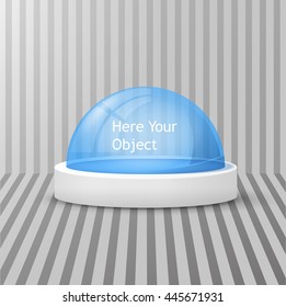 Glass transparent sphere semicircle to protect or show an object, vector element EPS 10