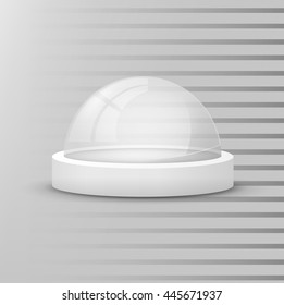 Glass transparent sphere semicircle to protect or show an object, vector element EPS 10