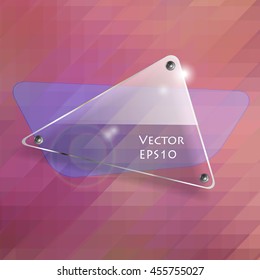 glass transparent vector banner over mosaic background. Bright vector design elements. Eps10 vector illustration