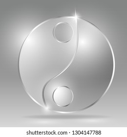 Glass transparent vector  Chinese philosophy in yang sign spiritual template for web and print decoration, religion sign for poster creative design .  
