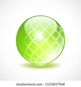 Glass transparent vector orb icon on white background