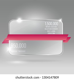 Glass transparent vector rectangle with colorful label template for web and print decoration, sale sign or discount poster creative design .  