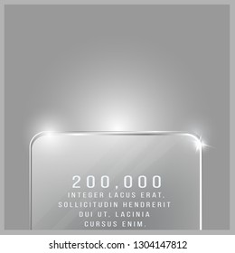 Glass transparent vector rectangle part label template for web and print decoration, sale sign or discount poster creative design .  