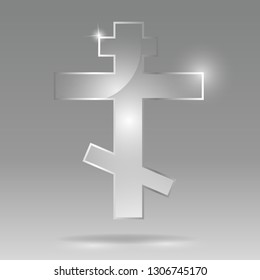 Glass transparent vector Russian Orthodox cross or Orthodox cross  is a variation of the Christian cross known from the 6th century in the Byzantine Empire. for web and print decoration