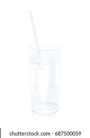 Glass transparent with water and drops of dew - on white background - art creative vector