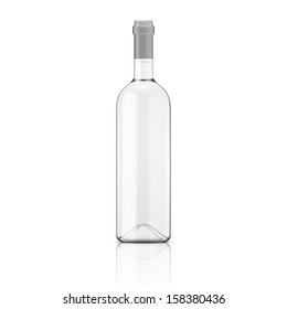 Glass Transparent wine bottle. Vector illustration. Glass bottle collection. Item 9.