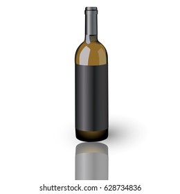 Glass transparent wine bottle. Vector illustration mock up glass bottle
