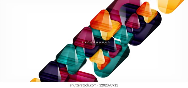 Triángulos de vidrio composición geométrica moderna, fondo abstracto, diseño vectorial