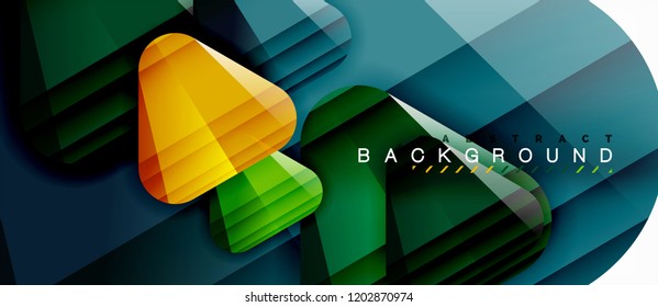 Glass triangles modern geometric composition, abstract background, vector design