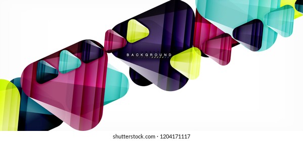 Glass triangles modern geometric composition, abstract background, vector design