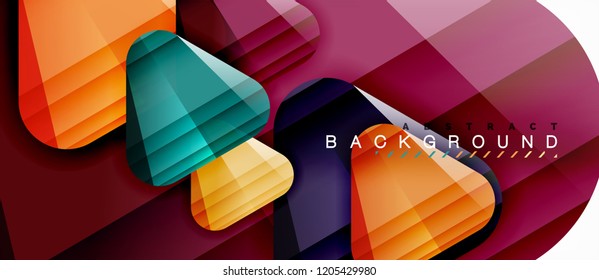 Triángulos de vidrio composición geométrica moderna, fondo abstracto, diseño vectorial