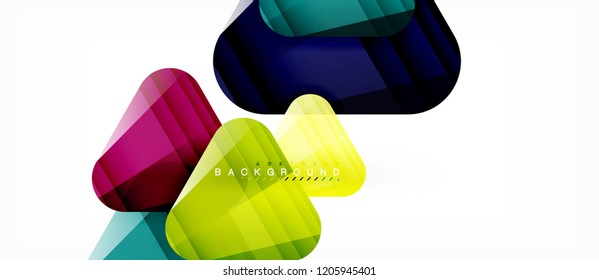 Triángulos de vidrio composición geométrica moderna, fondo abstracto, diseño vectorial