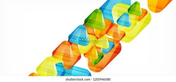 Triángulos de vidrio composición geométrica moderna, fondo abstracto, diseño vectorial