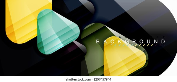 Triángulos de vidrio composición geométrica moderna, fondo abstracto, diseño vectorial