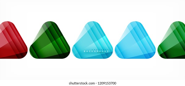 Triángulos de vidrio composición geométrica moderna, fondo abstracto, diseño vectorial