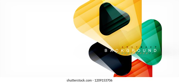 Triángulos de vidrio composición geométrica moderna, fondo abstracto, diseño vectorial
