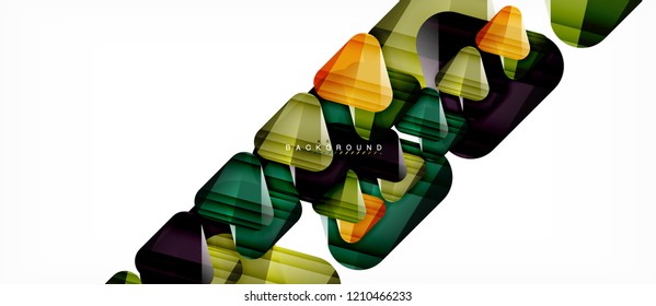 Triángulos de vidrio composición geométrica moderna, fondo abstracto, diseño vectorial