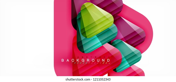 Glass triangles modern geometric composition, abstract background, vector design