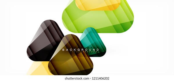 Triángulos de vidrio composición geométrica moderna, fondo abstracto, diseño vectorial